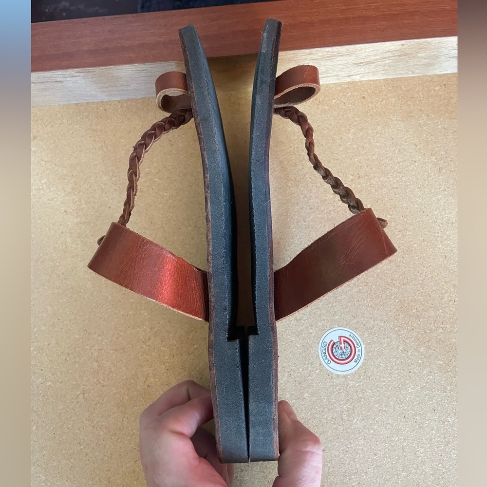 Nikola Braided toe ring dark brown sole Areti sandals - Picture 6 of 7